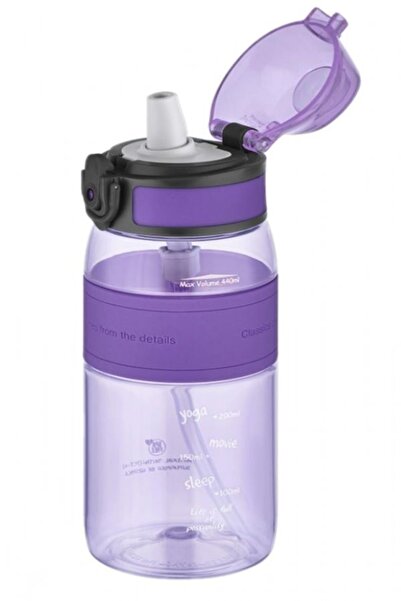 Uzspace 440 Ml Purple Tritan Water Bottle with Straw - Kids and Adults