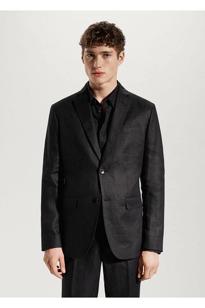 MANGO Man Μπουφάν Blazer από 100% λινό Slim Fit Fabric
