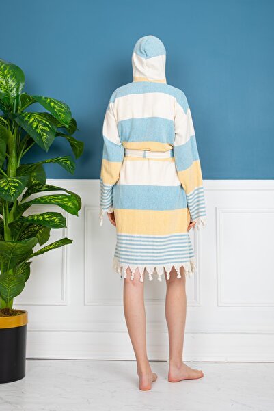 MetisTex Metis Pamuk Peştamal Bornoz - Dawn Sarı/mavi -sunset Kırmızı/gri