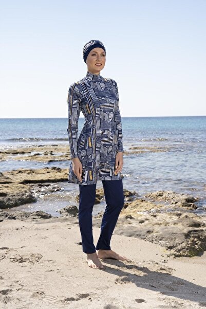 Estiva Γυναικείο μαγιό Hijab με ψηφιακό σχέδιο με πλήρως καλυμμένο παντελόνι