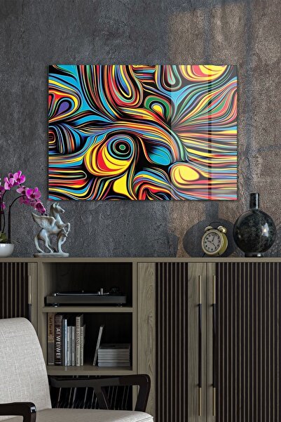 Decovetro Tablou de sticlă, fundal ondulat, colorat, abstract