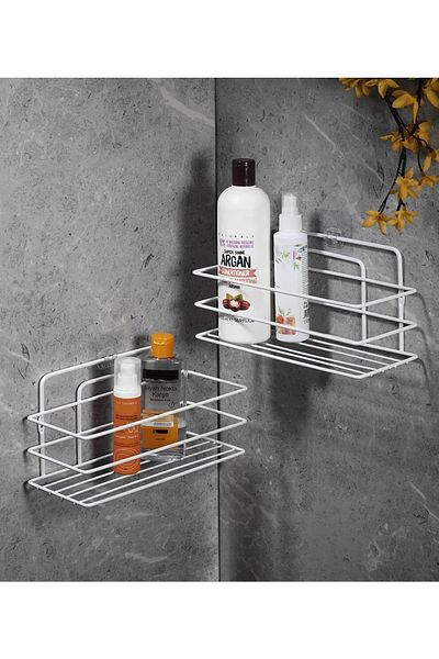 Sas Haus Lifetime Inoxidabil Adeziv Organizator Baie Suport șampon Raft Duș 2 Bucuri Alb Tș-01