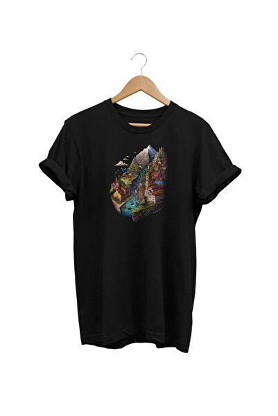 WİDİ Mountain View Štampano Crna T-shirt