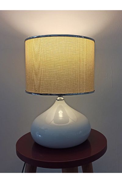 Art&Gift Serenay Metal White Lampshade - Silver Detailed Powder Head