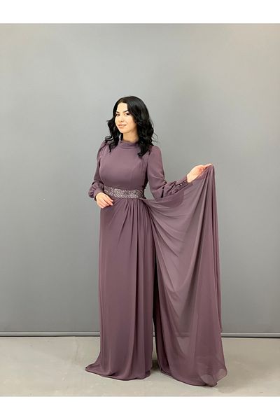 Hennin Hijab Satin Evening Dress