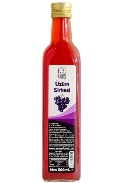 Katkısız Doğal Fermente Üzüm Sirkesi Cam Şişe - 500 Ml. (geleneksel Yöntemle Mayalanmıştır.)