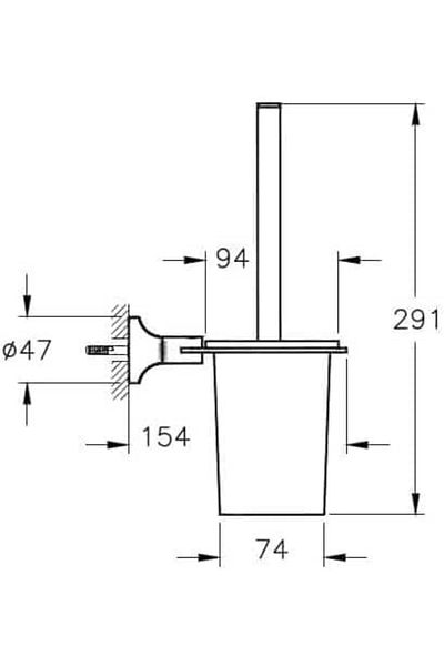 VitrA Base 400 A44125 Toilet Brush Holder, Chrome