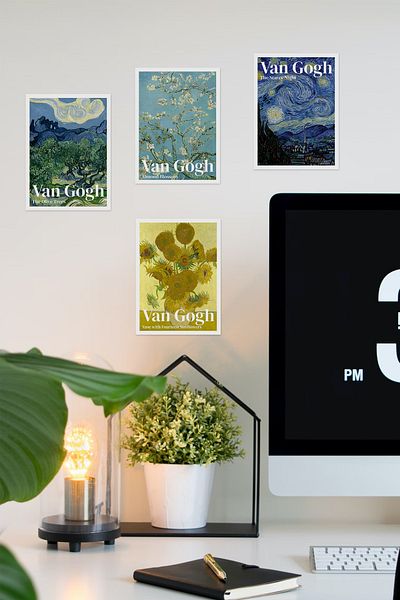 Özer Store 8 Piece Van Gogh Famous Artistic Paintings Themed Decoration Card Set