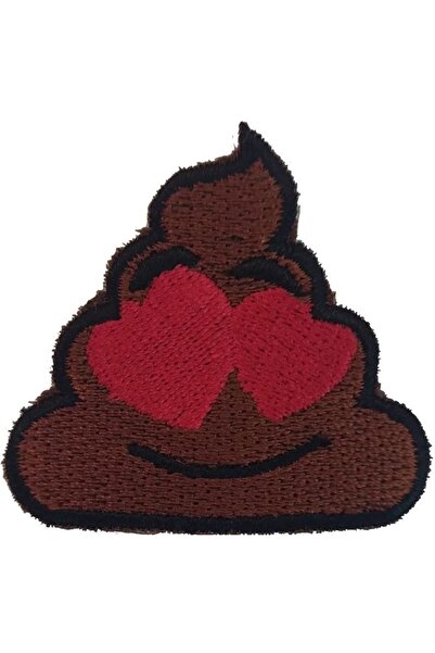 Sim Nakış Kalp Bok Kaka Emoji Nakış Işleme Arma Patch Peç 4.5×5 Cm