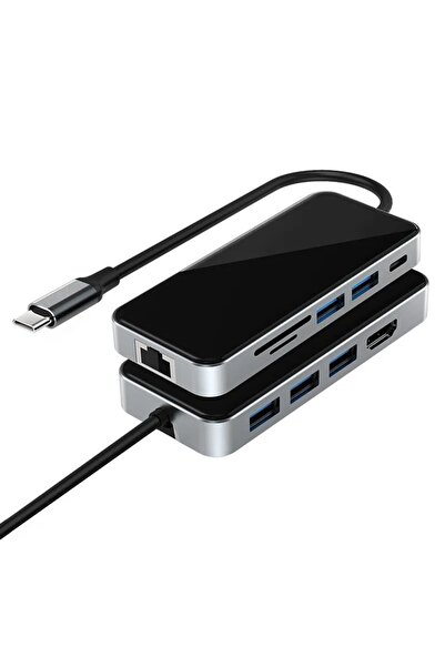 FLAGEN 10 In 1 Usb Hub Hdmı Rj45 Ethernet Usb Çoğaltıcılı Type-c Adaptör Dönü...