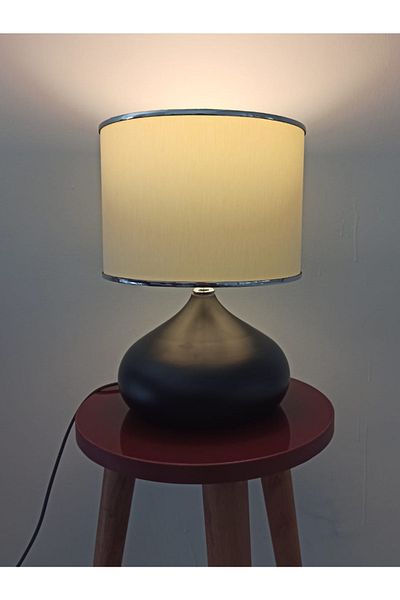 Art&Gift Serenay Metal - Black Elite Lampshade, Silver Detailed Cream Headboard
