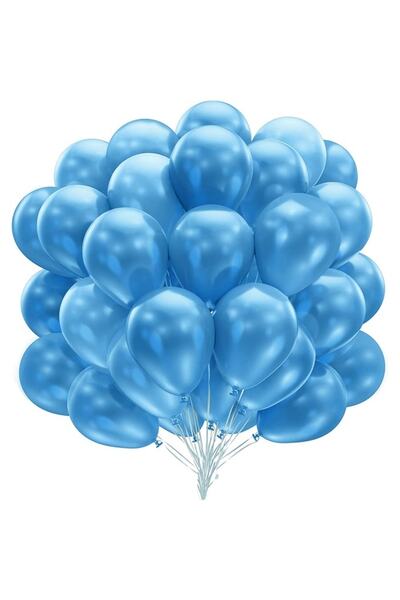 PARTİ SEPETİ بالون أزرق معدني 10 قطع