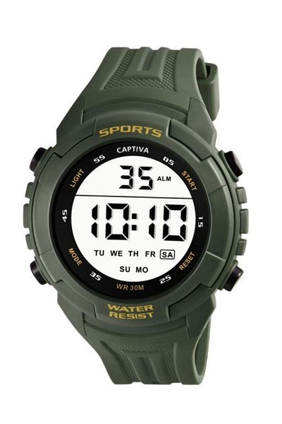 captiva Digital 30 Mt Water Resistant Alarm & Chronometer & Lighting Children's Wristwatch with Silicone Cord