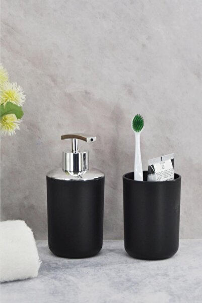 Saban Набір з 2 предметів: зубна щітка та дозатор для рідкого мила, чорний