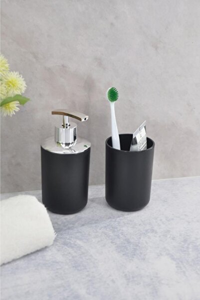 Saban Набір з 2 предметів: зубна щітка та дозатор для рідкого мила, чорний