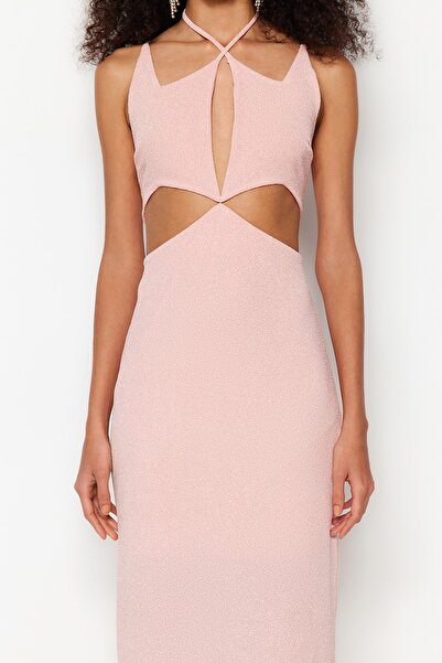 Trendyol Collection Rochie de seară lungă cu strălucire, căptușită cu pudră TPRSS23AE00251