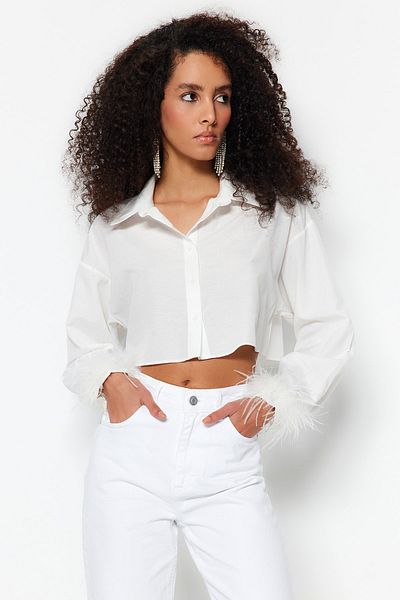 Trendyol Collection Ecru Otrish Poplin Shirt TPRSS23GO00004