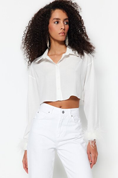 Trendyol Collection Ecru Otrish Poplin Shirt TPRSS23GO00004