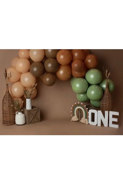 Deniz Party Store Eucalyptus Skin Color Caramel Brown Mini Chain Balloon Set