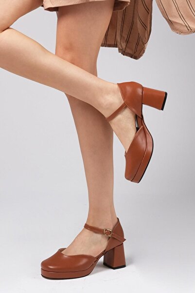 Mio Gusto Franka Tan Color Platform Women's Heeled Shoes