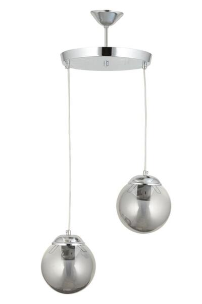 İstanbul Avize Sarkıt 2'li Gümüş F:üme Glop Camlı Avize