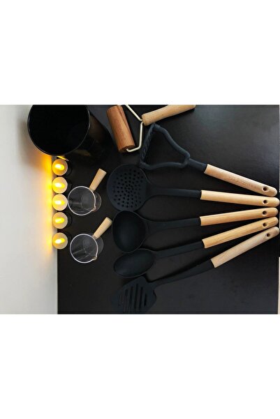 DİBA AVM Serving Set with 6 Metal Stands and Wooden Handles, 1 Roller Dough Opener Roller, 2 Mini Sauce Bowl