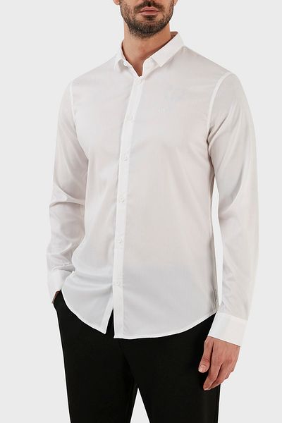 Armani Exchange Με λογότυπο Μακρυμάνικο Stretch Πουκάμισο Ανδρικό Πουκάμισο 8nzc49 Znyxz 1100