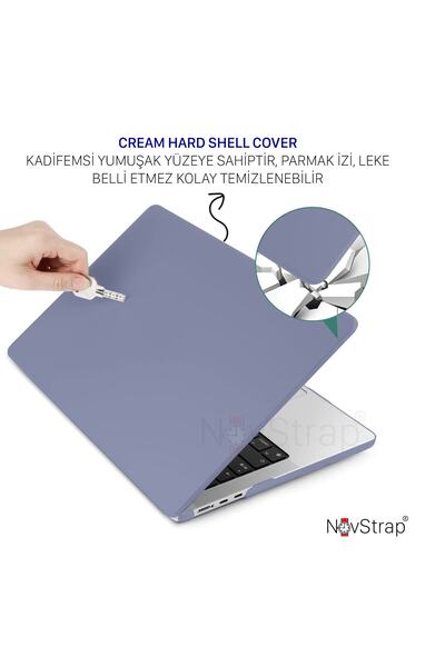 NovStrap Macbook Air M1 Çip A2337 A1932 A2179 13.3" Uyumlu Kılıf Cream Hard Shell Rubber Kapak