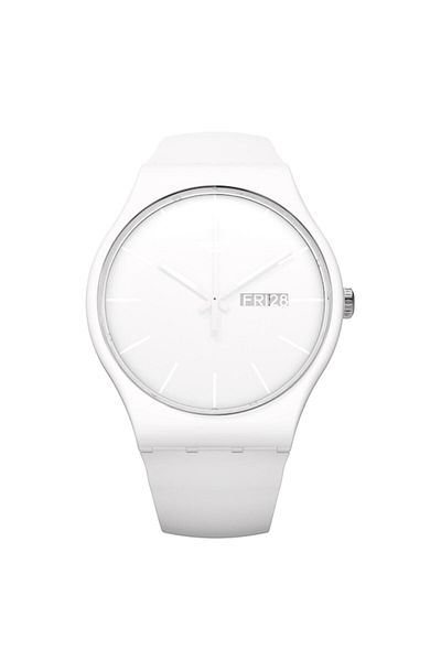 Swatch ساعة يد للجنسين باللون الأبيض Rebel Again So29w704