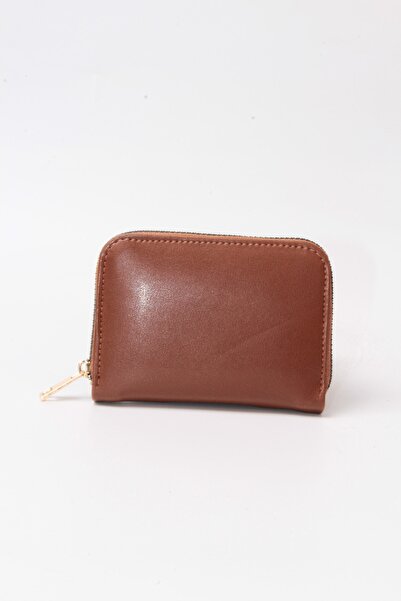 dericom Orjinal Kadın Kartlıklı Fermuarlı Bozuk Para Bölmeli Şık Mini Kartlık Cüzdan Taba