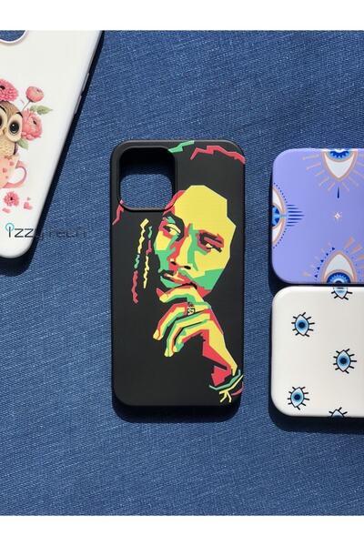 izzytech حافظة ايفون 12 برو ماكس بوب مارلي منقوشة، مخملية من الداخل