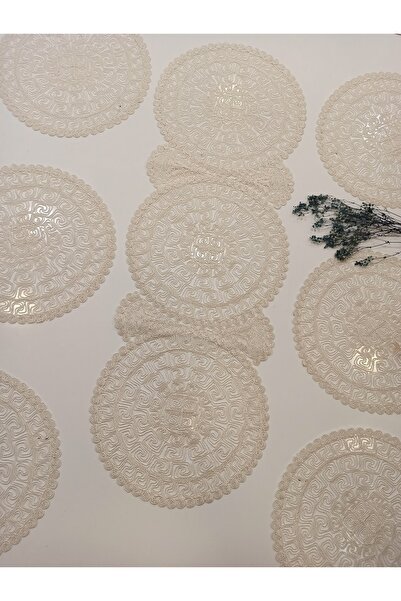 ŞENER HOME Kordone Işlemeli Lüks Amerikan Servis Supla Ve Runner Seti 6 Kişilik - Versace Krem