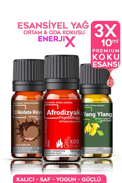 Evove Cosmetics Enerjix Oda Kokusu 3x10ml Esansiyel Uçucu Yağ %100 Doğal Oda ...