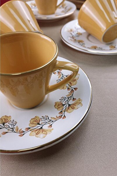 Glore Istanbul Lizy Hardal 12 Parça 6 Kişilik Kahve Fincan Takımı