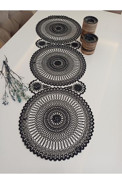 ŞENER HOME Luxury Kordone Runner - Clasic Negru Brodat