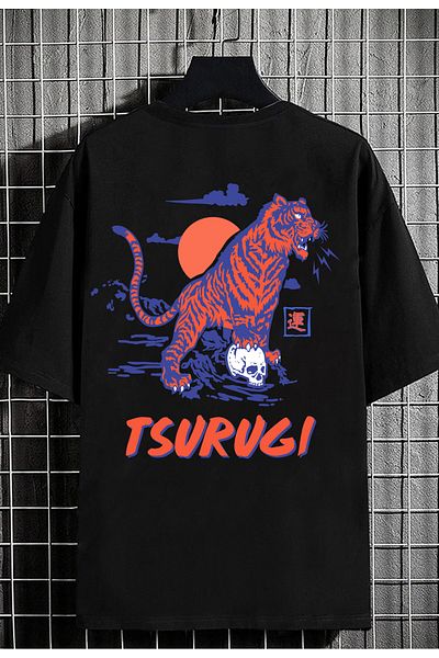 DEEPSENCE Men's Oversize T-shirt Tusurugi Back Print Black