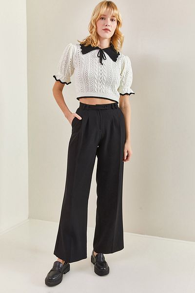 Bianco Lucci Women's Double Waist Fabric Trousers