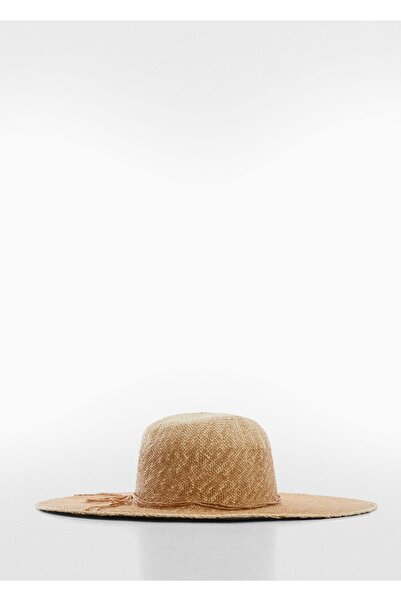MANGO Woman قبعة ذات فيونكة من الألياف الطبيعية