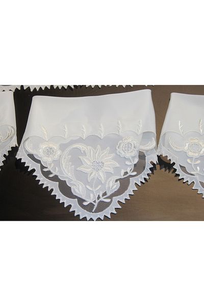 HUZUR ÇEYİZ Kilis Handcrafted Complete Tulle Embroidered 17 Piece Living Room Set