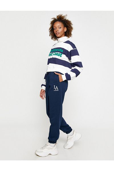 Koton Jogger Sweatpants with Pocket Detail, Laced Waist, Fleece Inside