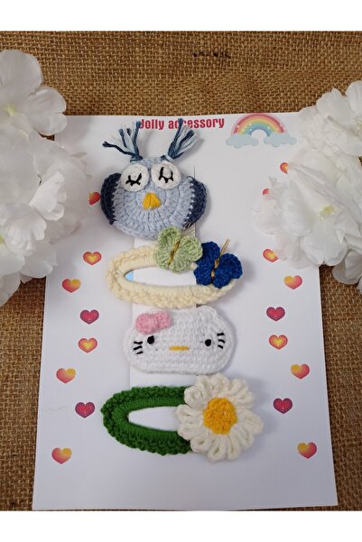 Jolly accesory Çok Renkli 4'lü Anne Ve Çocuk Örgü Çıt Çıt Ve Otomatik Klipsli...