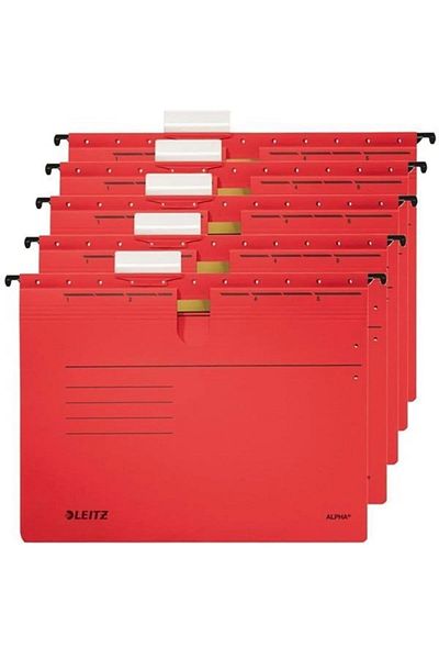 Leitz Red A4 Hanging File - Cordless Cardboard (Pack of 25)