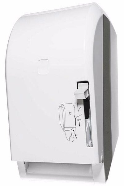 KG-GOLDPAPER Beyaz Renk Manuel Koldan Çekmeli Autocut 21 Cm Hareketli Havlu Makinesi Dispenseri Banyo Wc Aparatı