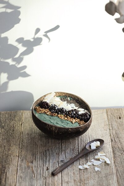 Gaia's Store Original Hindistan Cevizi Kase Ve Abanoz Kaşık