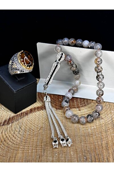 Senin Silver Kahverengi Yemen Akik Taşlı 925 Ayar Yüzük Ve Yemen Akik Taşlı T...