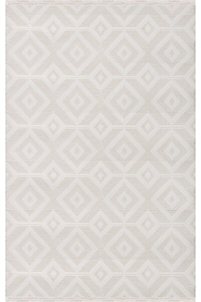 Dinarsu Halı Tarz 63374 060 Krem Saçaklı