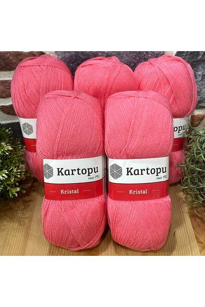 Kartopu Crystal K772 5 Pieces Fiber Thread Hand Knitting Thread Candy Pink