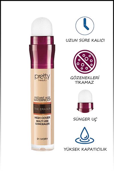 Pretty Beauty خافي عيوب البشرة والإسفنجة المقاوم للماء من Instant Age