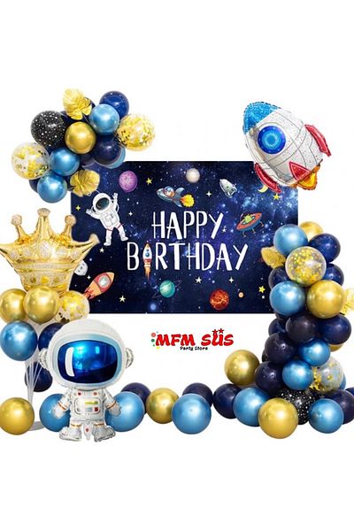 MFM Party Astronaut Space Foil Chain Balloon Birthday Set