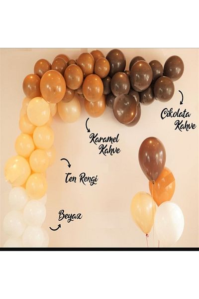 asöy Caramel Coffee Chocolate Coffee Pastel White Skin Color Balloon Chain Set
